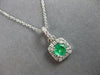 .87CT DIAMOND & AAA EMERALD 14KT WHITE GOLD ROUND SQUARE HALO FLOATING PENDANT