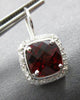 LARGE 4.36CT DIAMOND & AAA GARNET 14KT WHITE GOLD CUSHION & ROUND HALO EARRINGS
