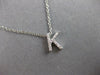 ESTATE .26CT DIAMOND 14KT WHITE GOLD 3D CLASSIC K INITIAL FLOATING PENDANT