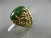 ANTIQUE LARGE AAA GREEN JADE 14KT YELLOW GOLD FILIGREE FLOWER FUN RING #19565