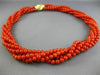 ESTATE LARGE AAA NATURAL CORAL 14KT YELLOW GOLD MULTI STRAND BEAD NECKLACE 25638