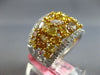 LARGE 4.63CT WHITE & INTENSE MULTI COLOR DIAMOND 18KT 2 TONE GOLD CLUSTER RING