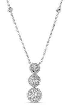 .95CT DIAMOND 14K WHITE GOLD FLOWER JOURNEY GRADUATING BY THE YARD LOVE NECKLACE