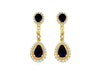 1.75CT DIAMOND & AAA SAPPHIRE 14KT YELLOW GOLD PEAR SHAPE HALO HANGING EARRINGS
