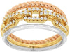 ESTATE .25CT DIAMOND 14KT TRI COLOR GOLD SQUARE MULTI LINK FUN ANNIVERSARY RING