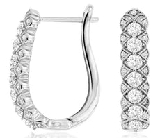 1.0CT DIAMOND 14KT WHITE GOLD 3D CLASSIC FILIGREE LEVERBACK FUN HANGING EARRINGS