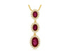1.14CT DIAMOND & AAA RUBY 14KT YELLOW GOLD OVAL & ROUND 3 STONE JOURNEY NECKLACE