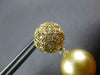 ESTATE LARGE .30CT DIAMOND & AAA GOLDEN SOUTH SEA PEARL 18K YELLOW GOLD EARRINGS