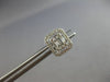 .47CT DIAMOND 14KT WHITE GOLD ROUND & BAGUETTE CLUSTER SQUARE HALO STUD EARRINGS