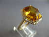 ESTATE LARGE 10.60CT DIAMOND & AAA CITRINE 14K YELLOW GOLD HEXAGON HALO FUN RING
