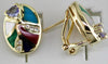 ESTATE .69CT DIAMOND & AAA MULTI GEM 14K YELLOW GOLD 3D CLIP ON HANGING EARRINGS