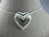 ESTATE .76CT DIAMOND & AAA EMERALD 14KT WHITE GOLD DOUBLE HEART FLOATING PENDANT