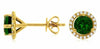ESTATE 1.66CT DIAMOND & AAA RUSSALITE 14KT YELLOW GOLD ROUND HALO STUD EARRINGS