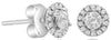 ESTATE .68CT DIAMOND 14KT WHITE GOLD CLASSIC SOLITAIRE HALO FLOWER STUD EARRINGS