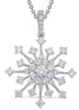 .94CT DIAMOND 14KT WHITE GOLD 3D FLORAL FILIGREE SNOWFLAKE LOVE FLOATING PENDANT