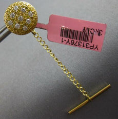 .62CT WHITE & FANCY YELLOW DIAMOND 18K YELLOW GOLD 3D CIRCULAR PAVE MENS TIE PIN