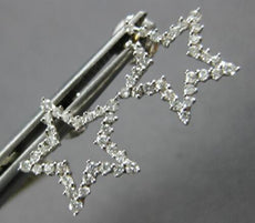 ESTATE .35CT DIAMOND 14KT WHITE GOLD 3D CLASSIC OPEN STAR STUD HANGING EARRINGS