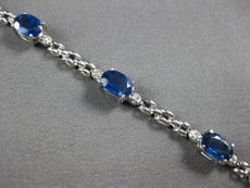 4.53CT DIAMOND & AAA SAPPHIRE 14KT WHITE GOLD OVAL & ROUND LINK TENNIS BRACELET