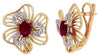 ESTATE 1.36CT DIAMOND & AAA RUBY 14KT YELLOW GOLD 3D FLOWER CLIP ON EARRINGS