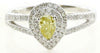 .73CT WHITE & FANCY YELLOW DIAMOND 18KT WHITE GOLD 3D PEAR SHAPE ENGAGEMENT RING