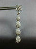 ESTATE LARGE 1.65CT DIAMOND 14KT WHITE GOLD 3D FLOWER TEAR DROP HANGING EARRINGS