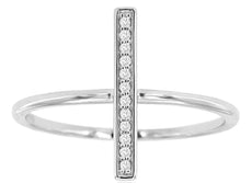 ESTATE .05CT DIAMOND 14KT WHITE GOLD 3D CLASSIC ROUND BAR FUN LOVE RING
