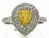 ESTATE LARGE 1.52CT WHITE & FANCY YELLOW DIAMOND 18K 2 TONE GOLD ENGAGEMENT RING