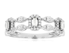 .36CT DIAMOND 14KT WHITE GOLD ROUND & BAGUETTE MARQUISE SHAPE ANNIVERSARY RING