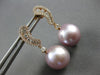 LARGE .60CT DIAMOND & AAA PINK SOUTH SEA PEARL 18K ROSE GOLD 3D HANGING EARRINGS