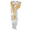 1.16CT DIAMOND 14KT 2 TONE GOLD SOLITAIRE CRISS CROSS SEMI BEZEL ENGAGEMENT RING