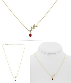 .52CT DIAMOND & AAA RUBY 14KT YELLOW GOLD OVAL & ROUND MULTI LEAF LOVE NECKLACE