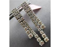 ESTATE LARGE 2.30CT DIAMOND 14KT WHITE GOLD 3D JOURNEY DOUBLE BAR FUN HANGING EARRINGS