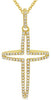 ESTATE .42CT DIAMOND 14KT YELLOW GOLD 3D CLASSIC 2 ROW CROSS FLOATING PENDANT