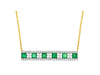 1.40CT DIAMOND & AAA EMERALD 14KT YELLOW GOLD ROUND & PRINCESS BAR LOVE NECKLACE