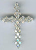 ESTATE .47CT DIAMOND 14K WHITE GOLD 3D ROUND MULTI FLOWER CROSS FLOATING PENDANT