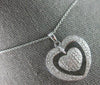 ESTATE LARGE .76CT DIAMOND 14KT WHITE GOLD 3D DOUBLE HEART LOVE FLOATING PENDANT
