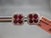 ESTATE 1.09CT DIAMOND & AAA RUBY 14KT WHITE GOLD 3D FLOWER SQUARE STUD EARRINGS
