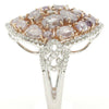 EXTRA LARGE 5.52CT WHITE & PINK DIAMOND 18KT WHITE ROSE GOLD CLUSTER FLOWER RING