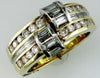 1.5CT DIAMOND 14KT 2 TONE GOLD 3D ROUND & BAGUETTE LOVE WEDDING ANNIVERSARY RING