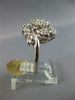 LARGE .87CT DIAMOND 14KT WHITE GOLD 3D CLASSIC ROUND FLOWER MULTI LEAF LOVE RING