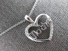 ESTATE .05CT DIAMOND 14KT WHITE GOLD 3D OPEN HEART MOTHER FUN FLOATING PENDANT