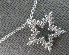 ESTATE .17CT DIAMOND 14KT WHITE GOLD 3D CLASSIC OPEN STAR FUN FLOATING PENDANT