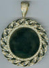 LARGE 2.50CT DIAMOND 14KT YELLOW GOLD 3D ENGRAVEABLE CIRCULAR FLOATING PENDANT