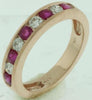 .79CT DIAMOND & AAA RUBY 14KT ROSE GOLD ROUND CLASSIC CHANNEL SEMI ETERNITY RING