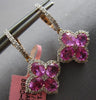 ESTATE LARGE 4.16CT DIAMOND & AAA PINK SAPPHIRE 14KT ROSE GOLD 3D OVAL & ROUND EARRINGS