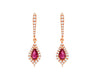 .66CT DIAMOND & AAA RUBY 14KT ROSE GOLD OVAL & ROUND TEAR DROP HANGING EARRINGS