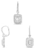 1.64CT DIAMOND 14K WHITE GOLD ROUND & BAGUETTE SQUARE CLUSTER INVISIBLE EARRINGS