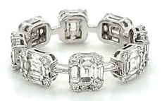 1.35CT DIAMOND 18KT WHITE GOLD 3D ROUND & BAGUETTE MULTI SQUARE ANNIVERSARY RING