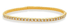 1.26CT DIAMOND 14KT YELLOW GOLD 3D ROUND CLASSIC 4 PRONG CUFF TENNIS BRACELET