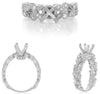 ESTATE .23CT DIAMOND 14KT WHITE GOLD MULTI LEAF FILIGREE 4 PRONG SEMI MOUNT RING